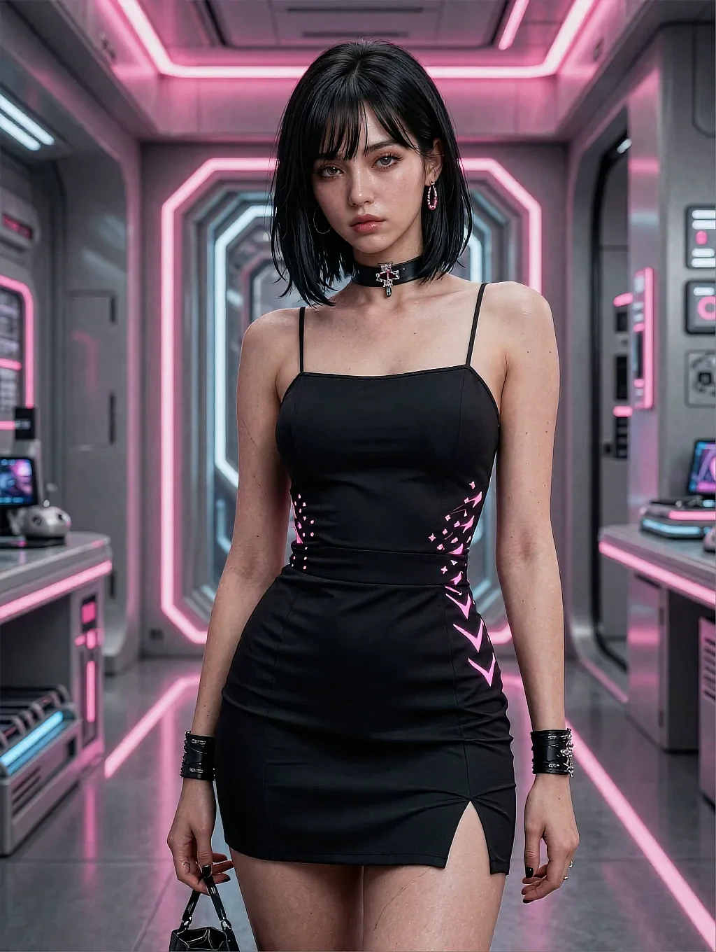 Fictional AI character featured on the third landing page, in a doorway