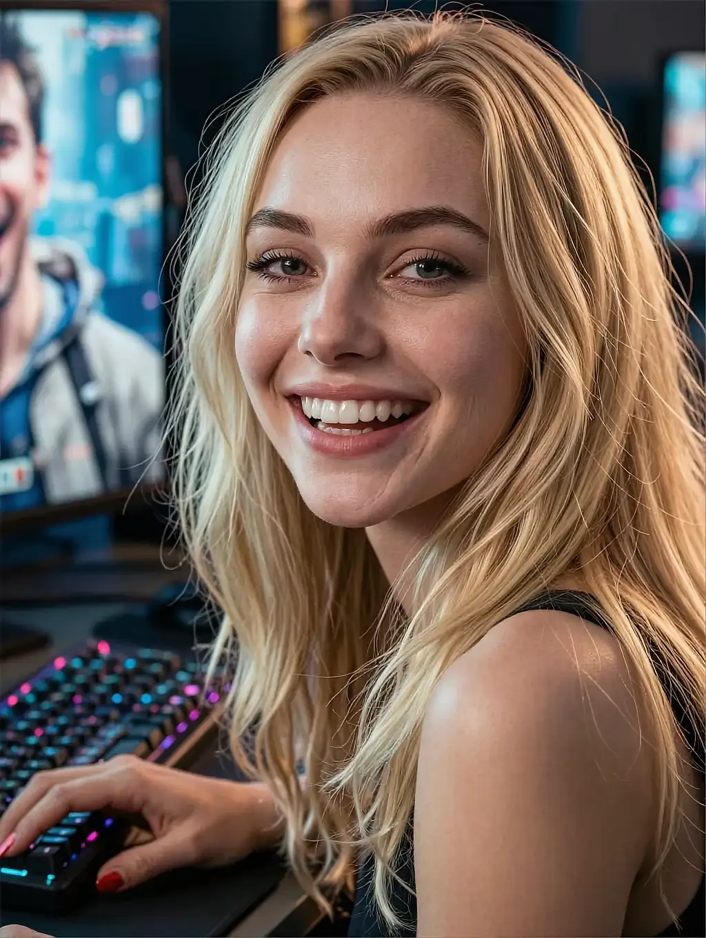 Fictional AI character featured on the fifth landing page, second pose